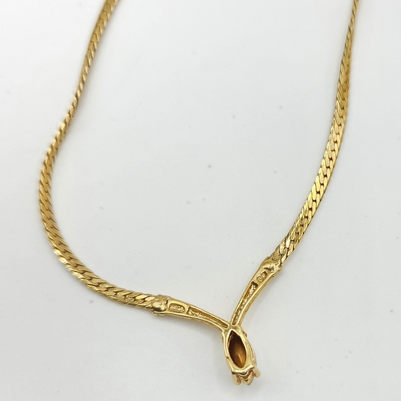 Vintage Avon Marquise Crystal Tennis Style Y-Necklace Gold Tone 17" - Picture 6 of 12